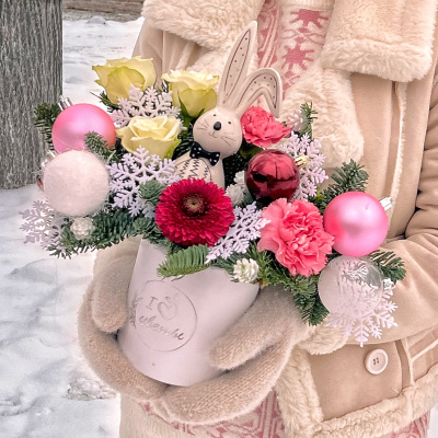Коробка "Снежное царство" со снежинками и нобилисом арт. 70130